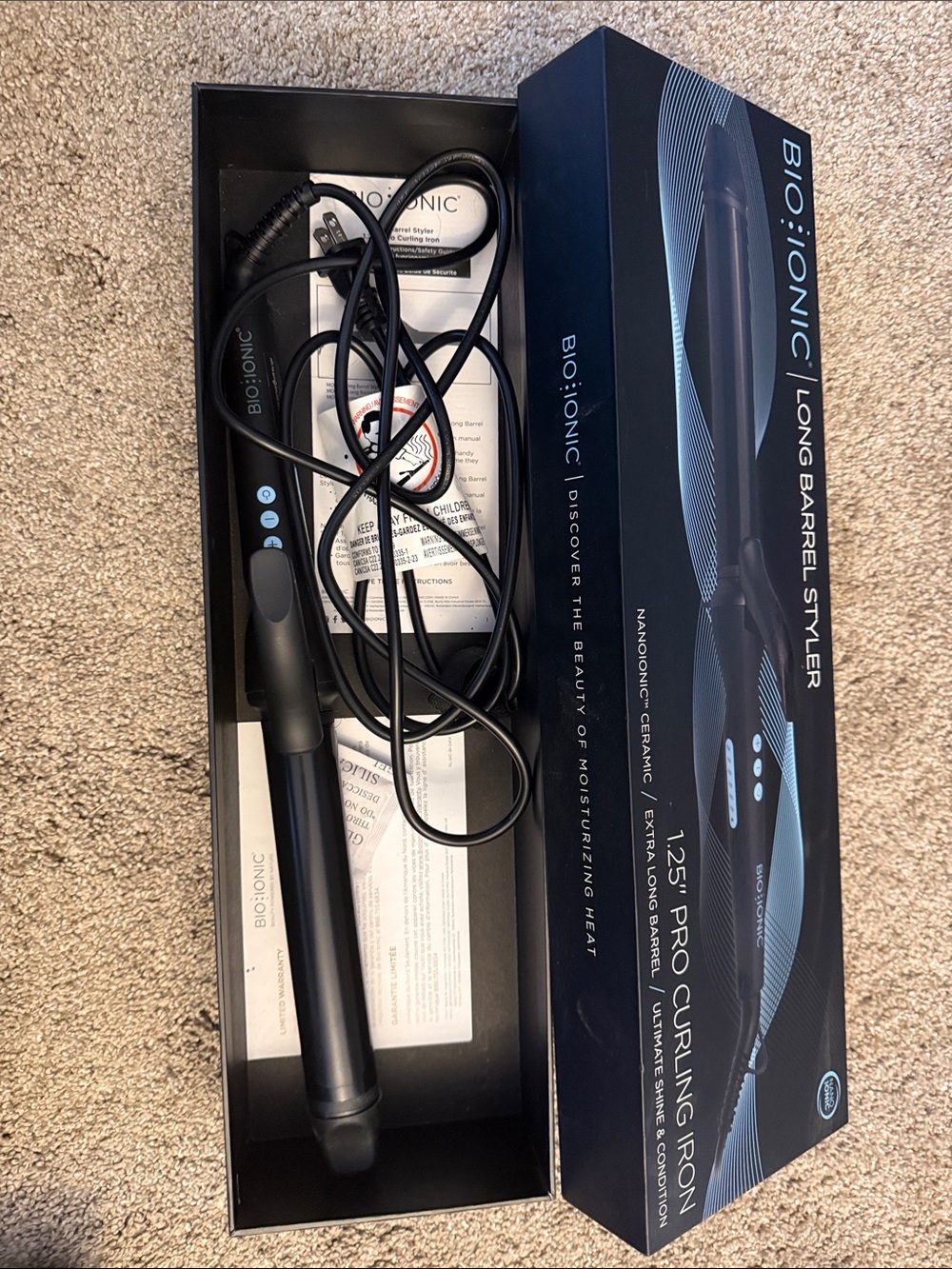 Bio Ionic Long Barrel Styler 1.25" Pro Curling Iron - Black - Picture 2 of 2